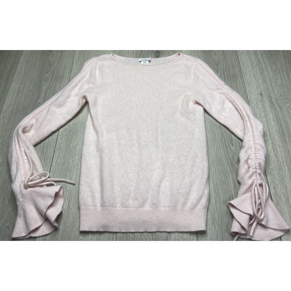 Club Monaco Sweater‎ XS Pink Cashmere Soft Ruched Sleeve Luxury Ballet Cozy